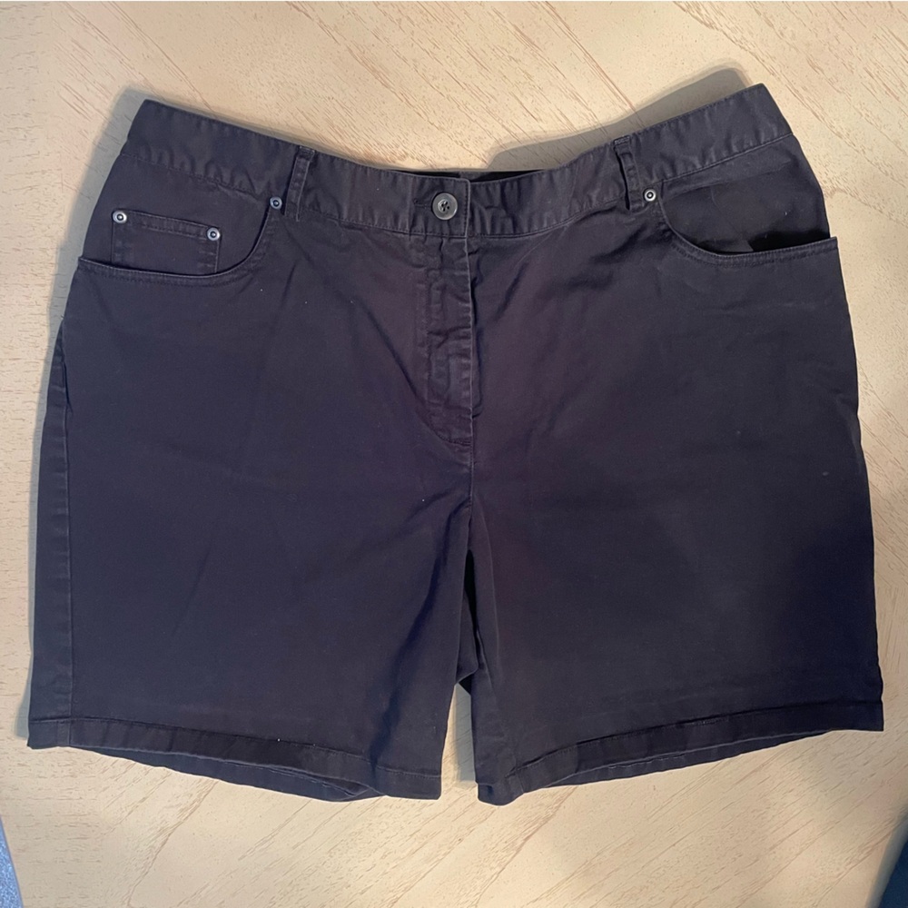 Hearts of Palm Bermuda Shorts Womens Plus 16W Black Chino Pockets Casual 16W